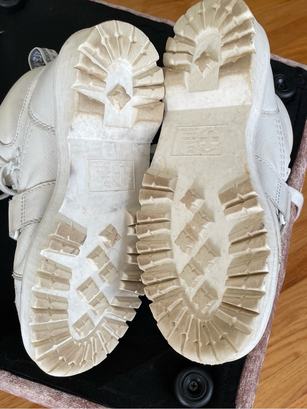 Dr Martens Zuma Mono White Leather Chunky Bex Strap Boots Size UK6 US8 - Picture 9 of 11
